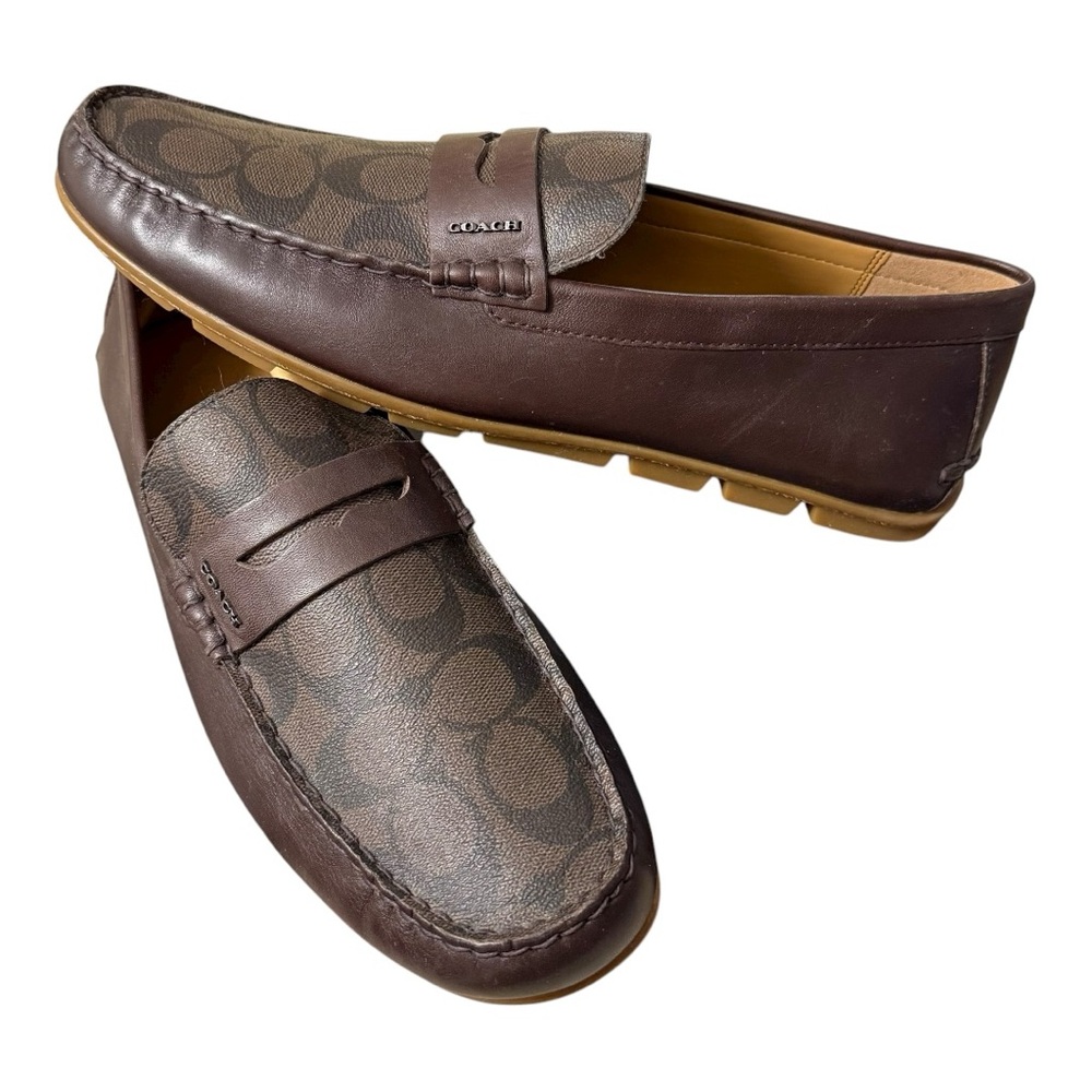 Men's Coach Brown Leather Loafers Size 11 - Picture 5 of 7